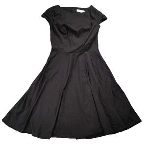 Dressystar‎ Womens Fit & Flare Medium Black Dress Short Cap Sleeve Zip